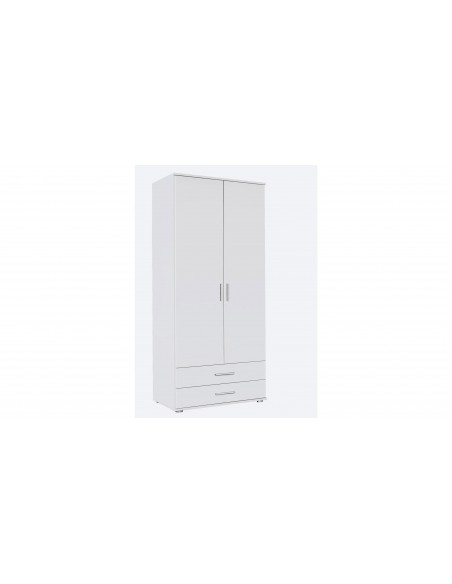 MENTON - Armoire 2 portes 2 tiroirs Blanc 