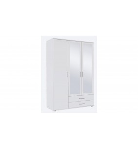 MENTON - Armoire 3 portes dont 2 miroirs 2 tiroirs Blanc 