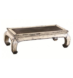 ORIGIN - Table basse rectangulaire, cannage au centre BLANC 
