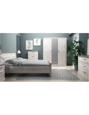 TANINGES - Armoire 3 portes 2 tiroirs 1/2 penderie, 1/2 lingère 