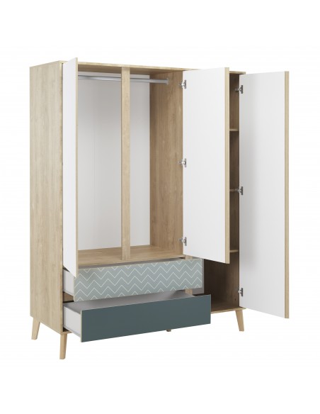 ROME - Armoire 3 portes 2 tiroirs 