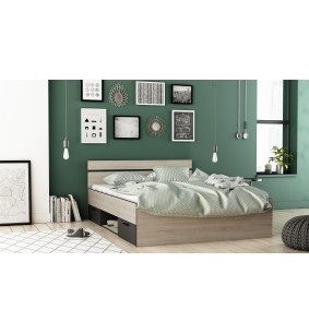 ARIZONA - Lit pour couchage 140x190 2 tiroirs 1 niche 