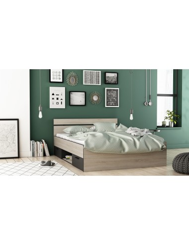 ARIZONA - Lit pour couchage 140x190 2 tiroirs 1 niche 